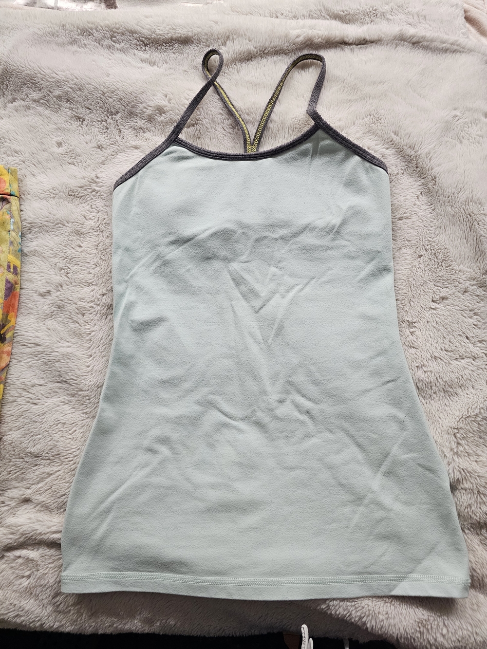 lululemon athletica Mint Green Strappy Tank with Dark Gray Trim
